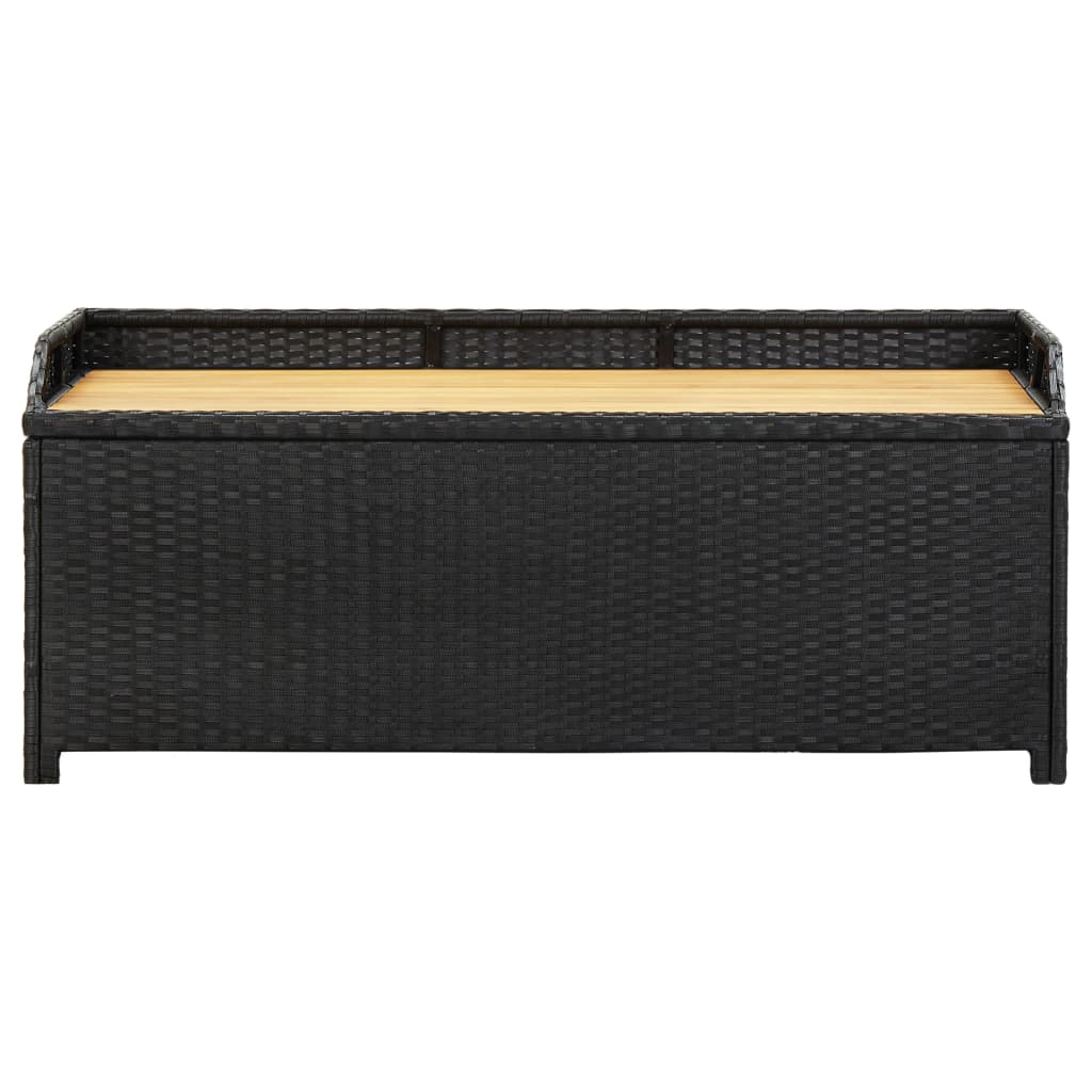 Sitzbank mit Stauraum 120 cm Poly Rattan Schwarz