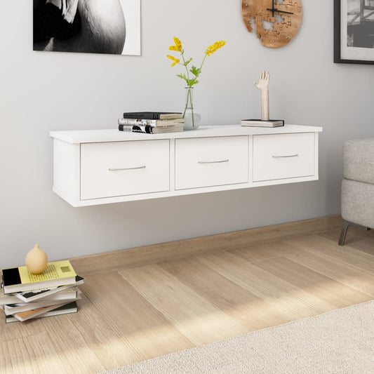 Wall drawer shelf white 88x26x18.5 cm wood material