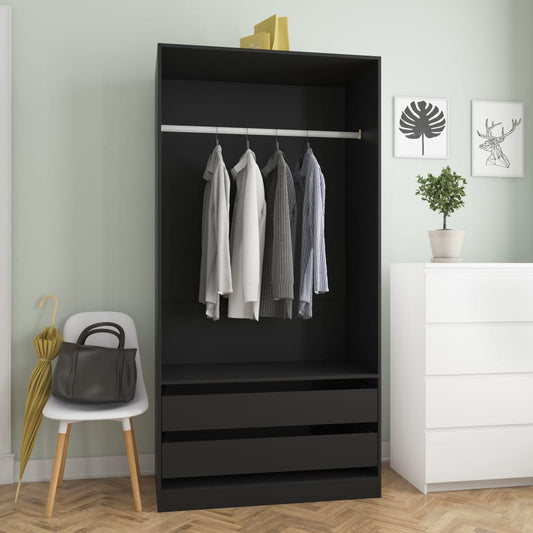 Wardrobe Black 100x50x200 cm wood material