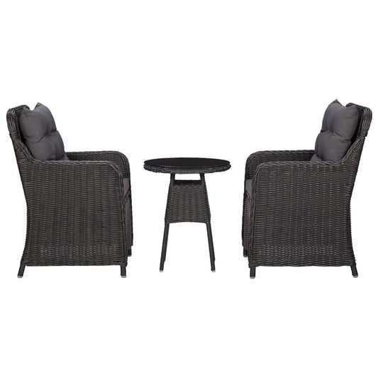 Garden chairs 2 pcs. with tea table poly rattan black