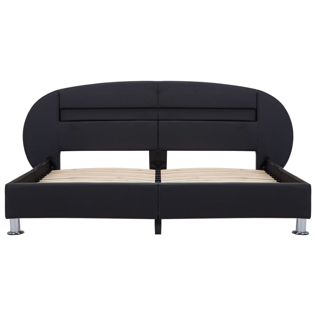 Bettgestell mit LED Schwarz Kunstleder 180x200 cm