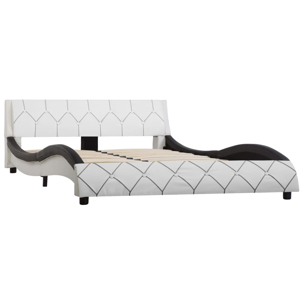 Okvir kreveta bijela i crna umjetna koža 140x200 cm