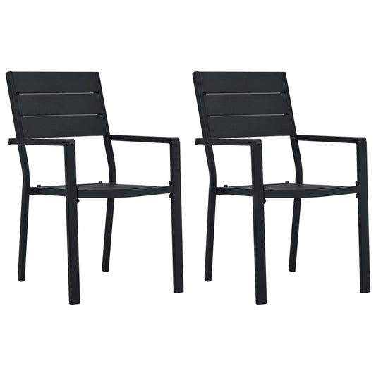Garden chairs 2 pcs. Black HDPE wood look