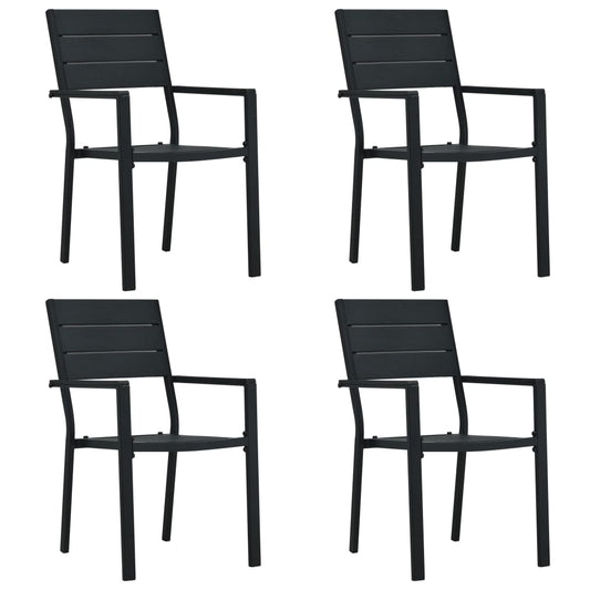 Garden chairs 4 pcs. Black HDPE wood look