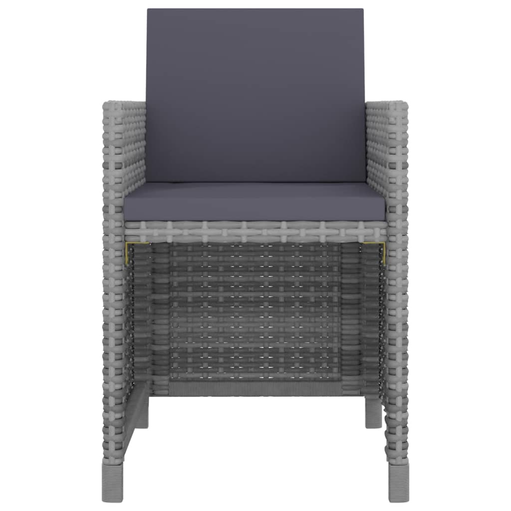 11 kom. Vrtna blagovaonska grupa s jastucima poliratan sive boje