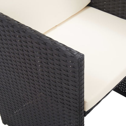 15 kom. Vrtna blagovaonska grupa s jastucima od poliratana crne boje