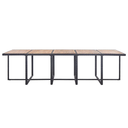 15 kom. Vrtna blagovaonska grupa s jastucima od poliratana crne boje