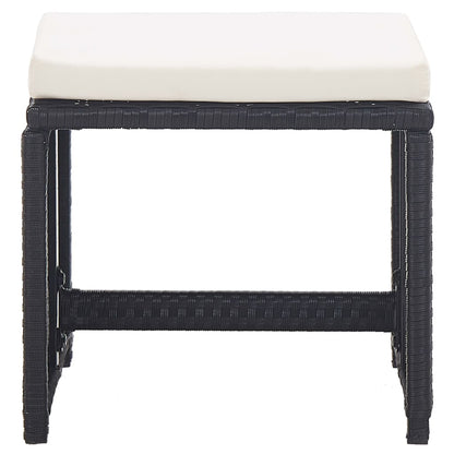 15 kom. Vrtna blagovaonska grupa s jastucima od poliratana crne boje