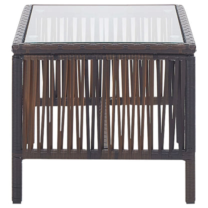 4-piece garden lounge set with cushion poly rattan brown