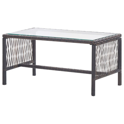 4-piece garden lounge set with cushion poly rattan brown