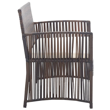 4-piece garden lounge set with cushion poly rattan brown