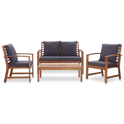 Garden lounge set with cushions 4-piece solid acacia wood