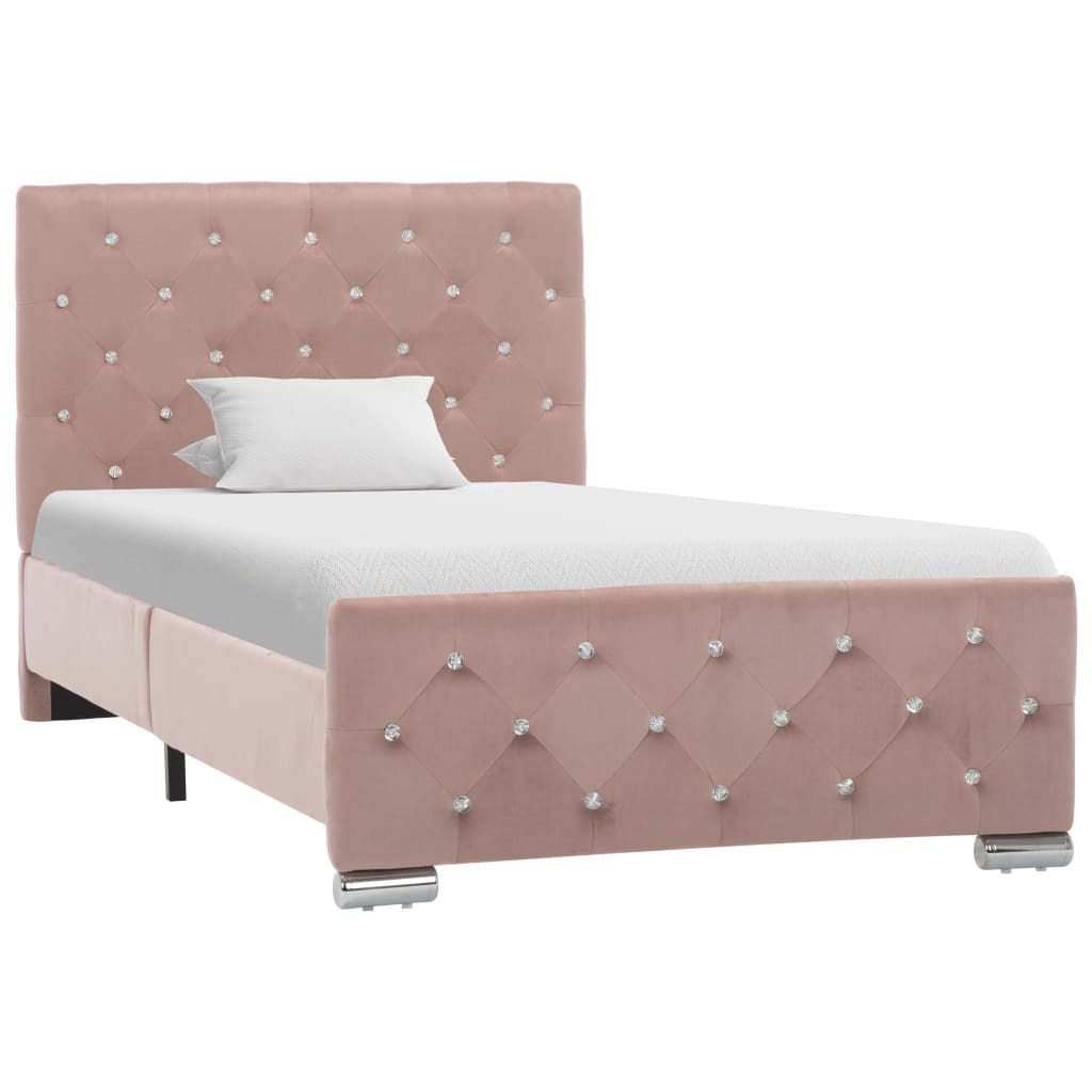 Bed frame pink velvet 90x200 cm