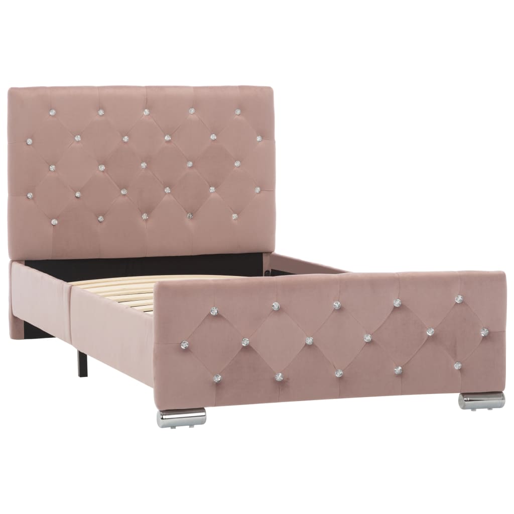 Bed frame pink velvet 90x200 cm