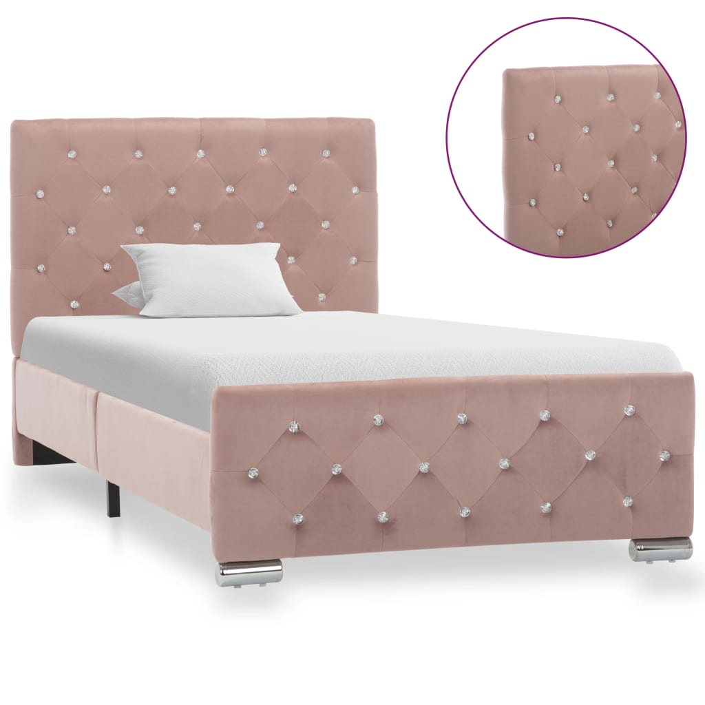 Bed frame pink velvet 90x200 cm