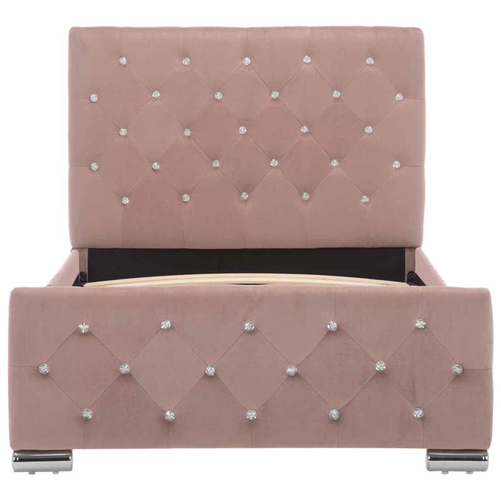Bed frame pink velvet 90x200 cm