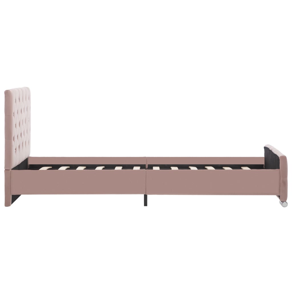 Bed frame pink velvet 90x200 cm