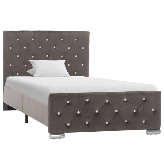 Bed frame grey velvet 90x200 cm