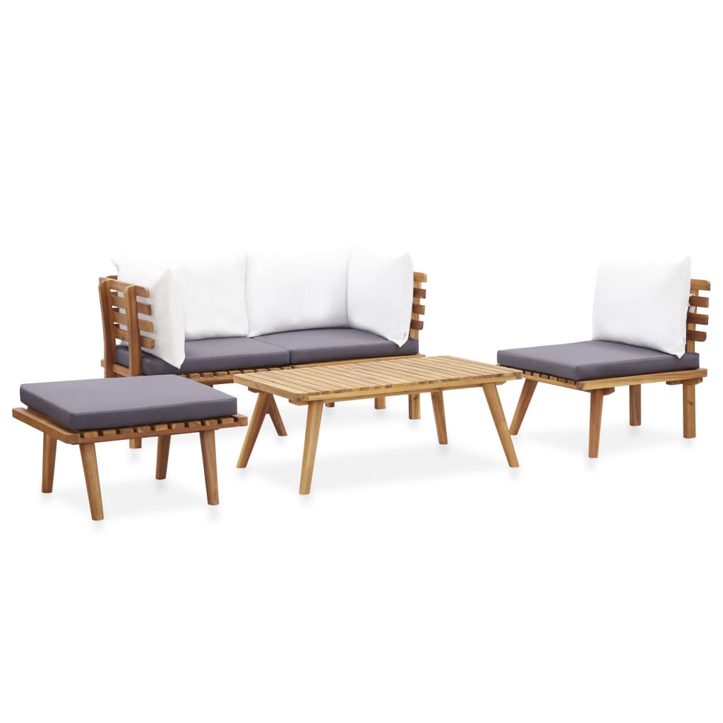 5-piece garden lounge set solid acacia wood