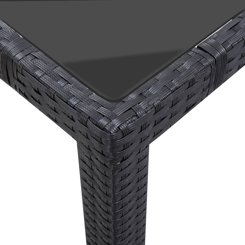 7 kom. Vrtna blagovaonska garnitura od poliratana crna