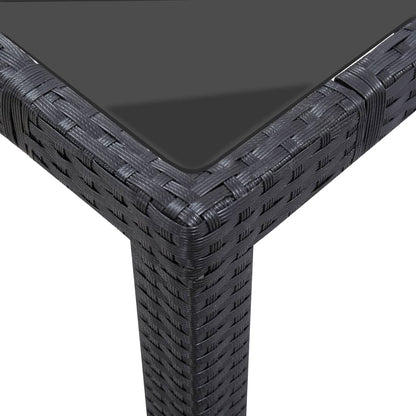 7 kom. Vrtna blagovaonska garnitura od poliratana crna