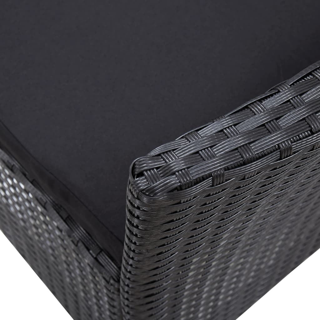 5 kom. Vrtna blagovaonska garnitura od poliratana crna