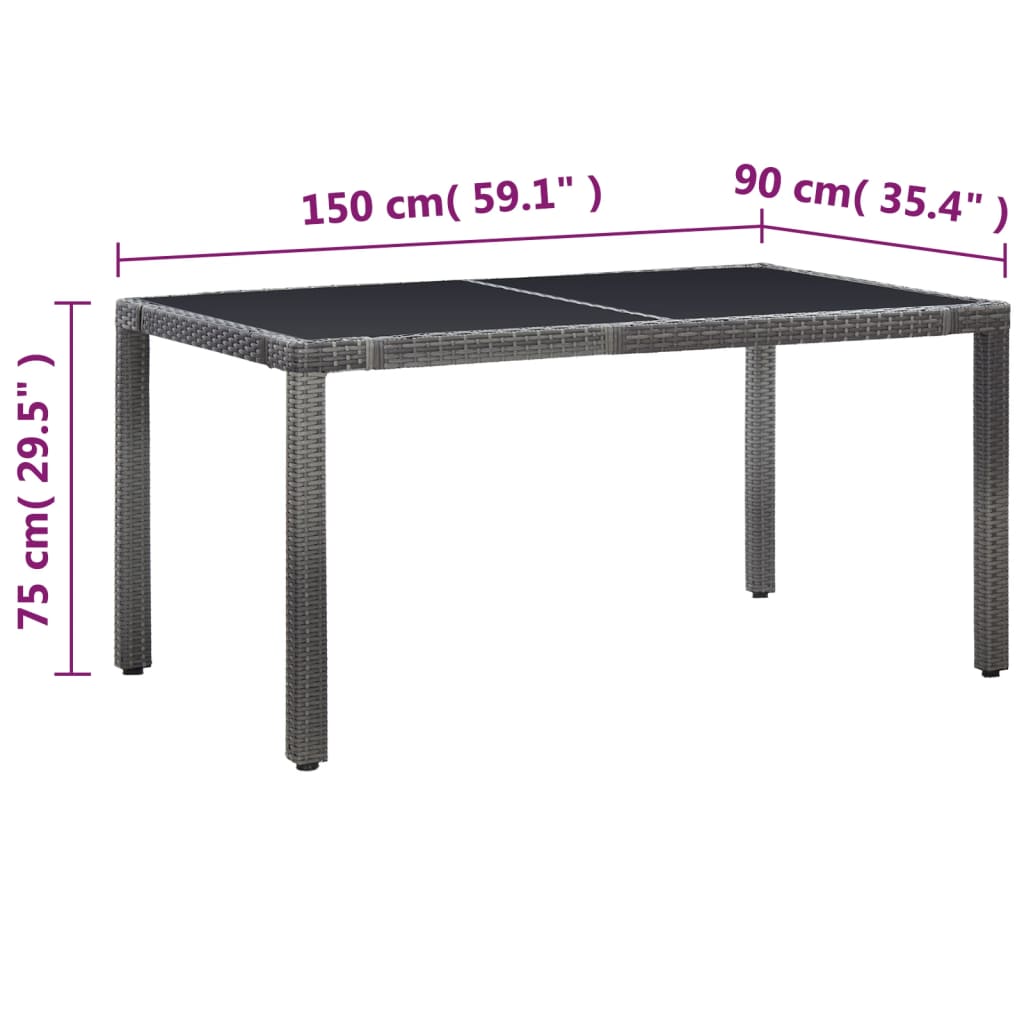 7 kom. Vrtna blagovaonska garnitura od poliratana siva