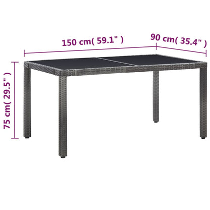 7 kom. Vrtna blagovaonska garnitura od poliratana siva