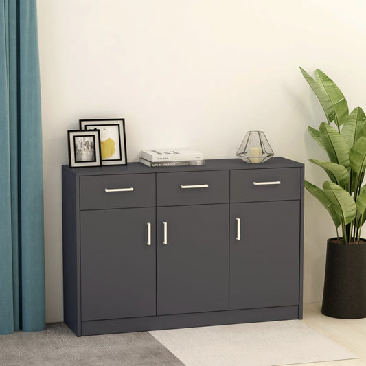 Sideboard grey 110x30x75 cm wood material