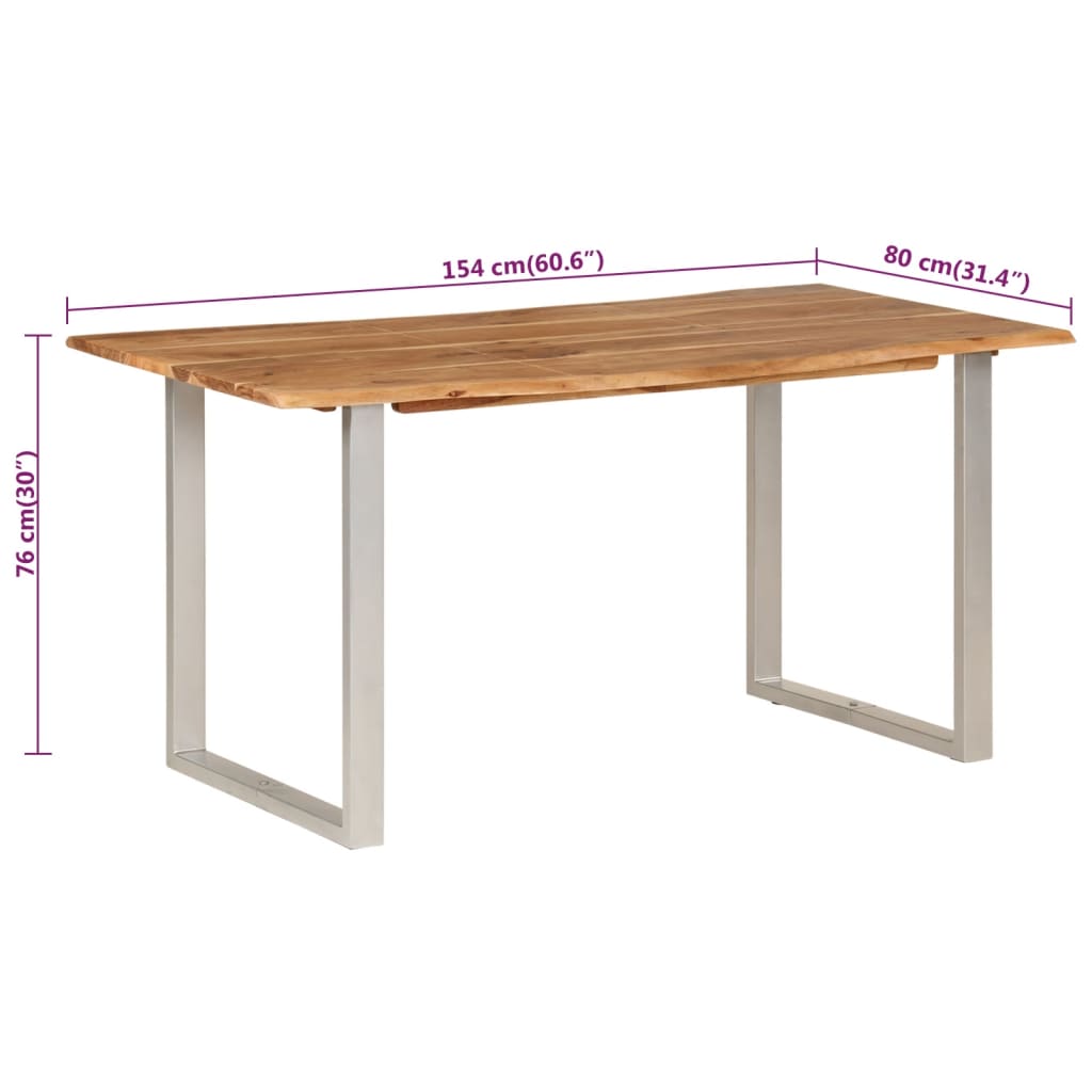 Dining table 154x80x76 cm solid acacia wood