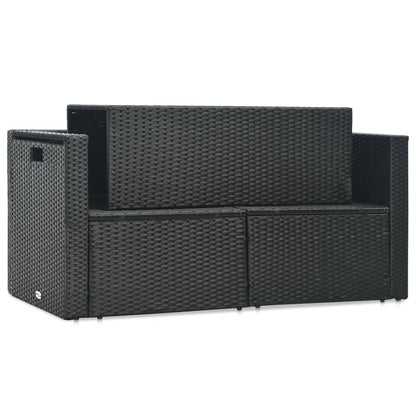 6 kom. Vrtna garnitura za sjedenje s jastucima od poliratana crne boje