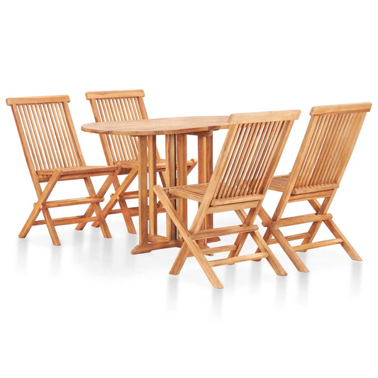 5-piece garden dining set, foldable, solid teak