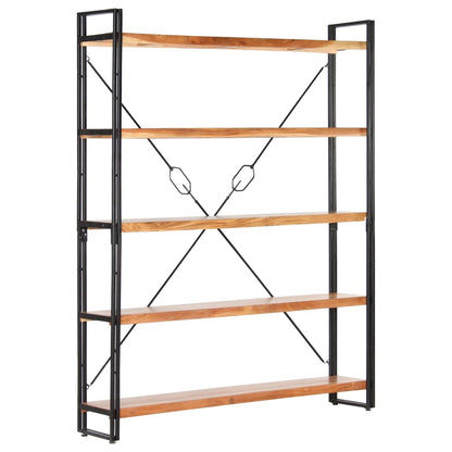 Bookcase 5 compartments 140x30x180 cm acacia solid wood
