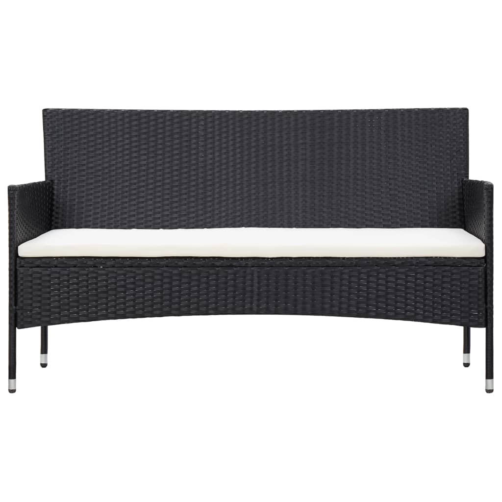 4-tlg. Garten-Lounge-Set mit Auflagen Poly Rattan Schwarz