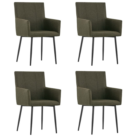 Dining room chairs with armrests 4 pcs. Brown fabric
