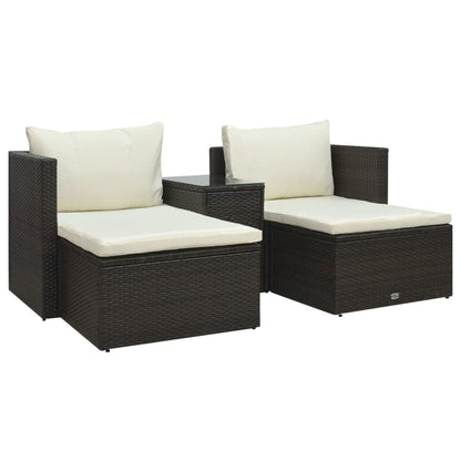 5-piece garden lounge set with cushions poly rattan brown