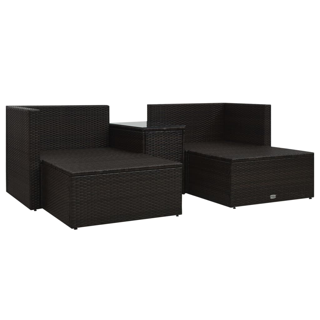 5-piece garden lounge set with cushions poly rattan brown