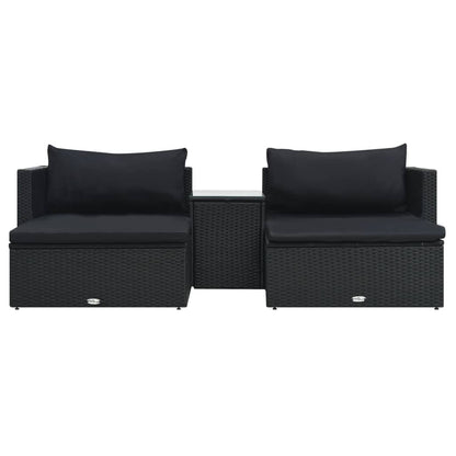 5-piece garden lounge set with cushions poly rattan black