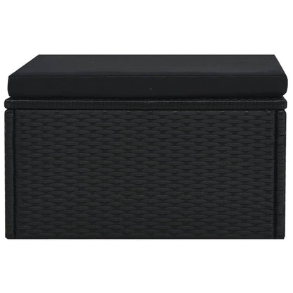 5-piece garden lounge set with cushions poly rattan black