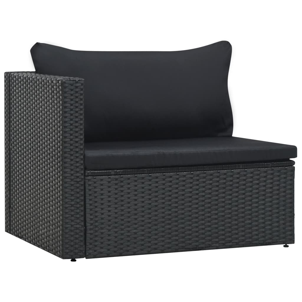 5-piece garden lounge set with cushions poly rattan black