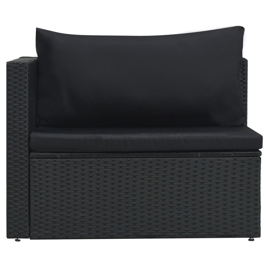 5-piece garden lounge set with cushions poly rattan black