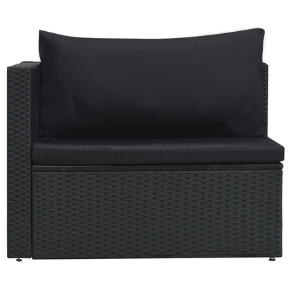 5-piece garden lounge set with cushions poly rattan black