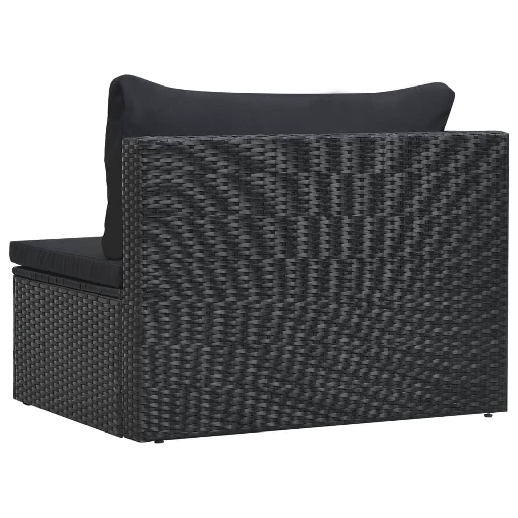 5-piece garden lounge set with cushions poly rattan black