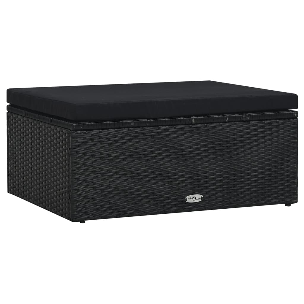 5-piece garden lounge set with cushions poly rattan black