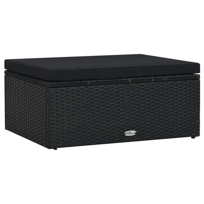 5-piece garden lounge set with cushions poly rattan black