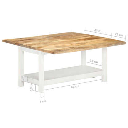 Couchtisch Ausziehbar Weiß 90x(45-90)x45 cm Massivholz Mango