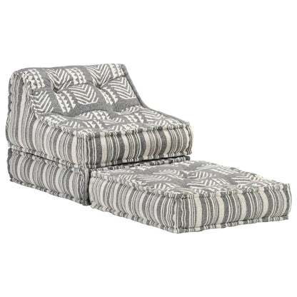 Modularer Pouf Grau Gestreift Stoff