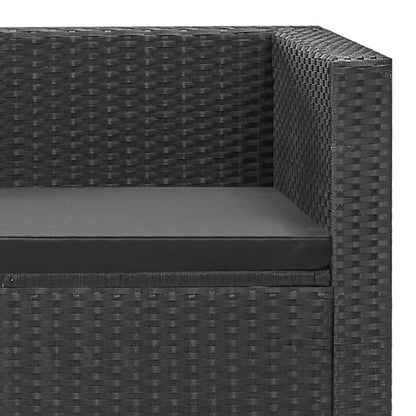 4-piece garden lounge set black with cushions poly rattan
