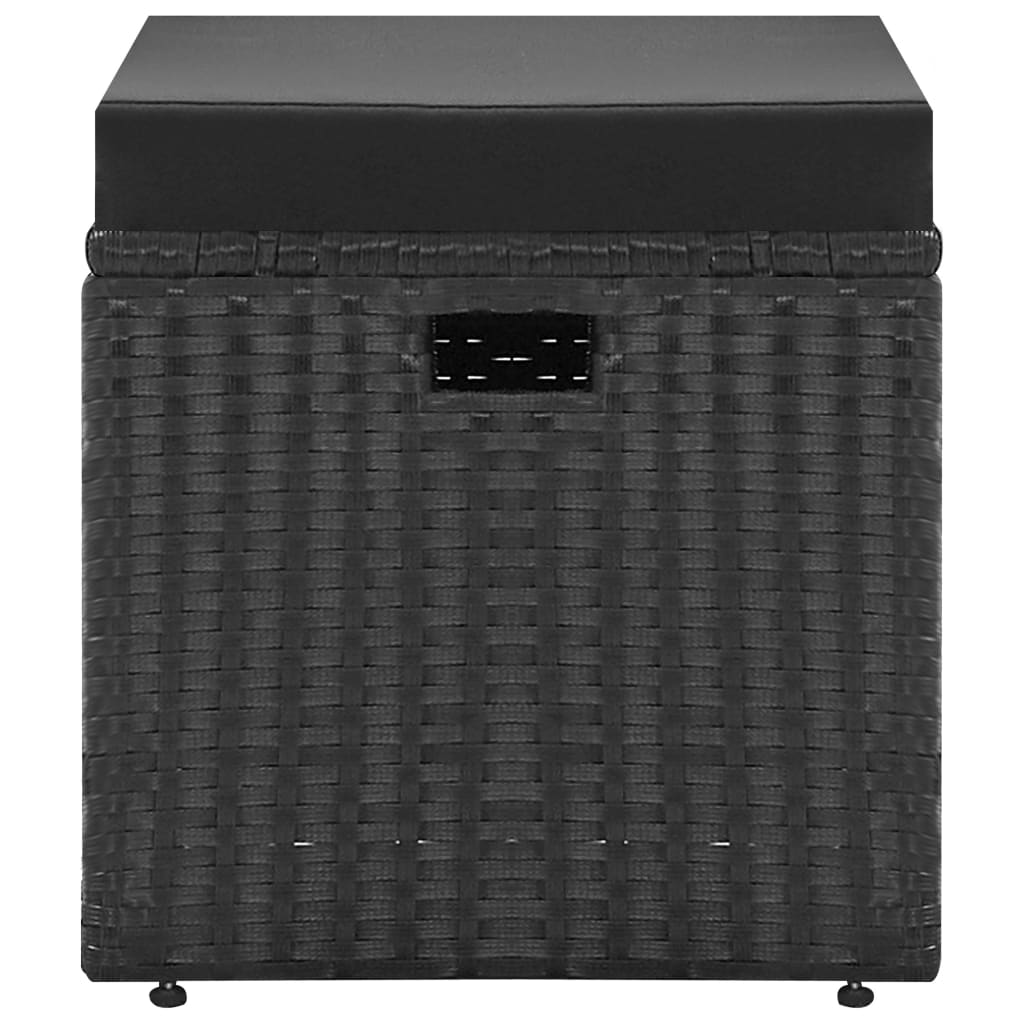 4-piece garden lounge set black with cushions poly rattan