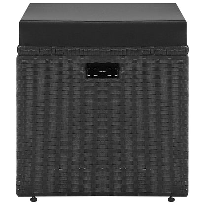 4-piece garden lounge set black with cushions poly rattan